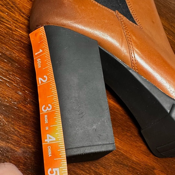 Steve Madden Revised Cognac Leather Platform Heeled Chelsea Boots Size 9 - Picture 12 of 12